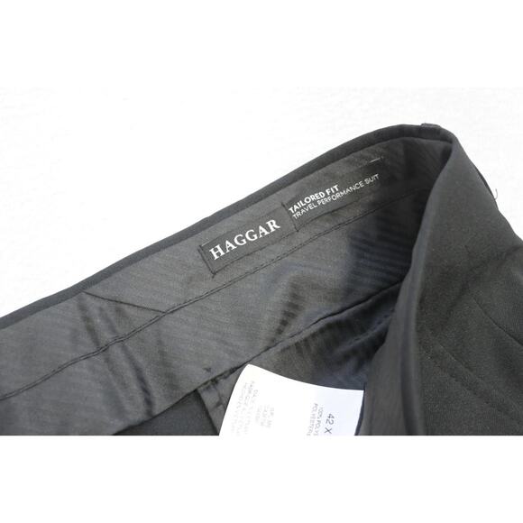 Haggar Dress Pants Tailored Fit Flat Black Performance Mens 42 x 30 NWT - Picture 7 of 8